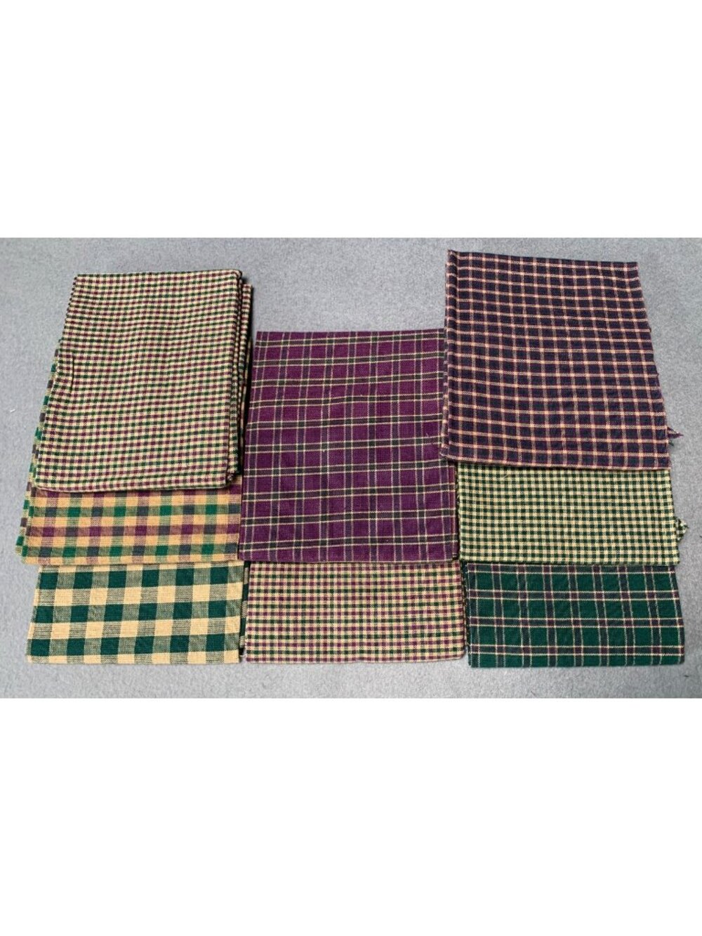 Set of 8 Plaid Cotton Fabric Squares 18" x 18" Quilting Crafts Multicolor